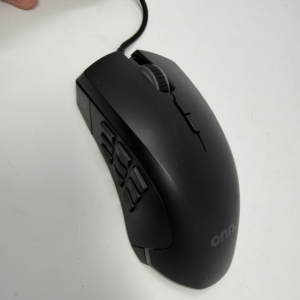 Onn Gaming Mouse 100122488 Black Wired 12 Button Side Panel Macro Optical USB